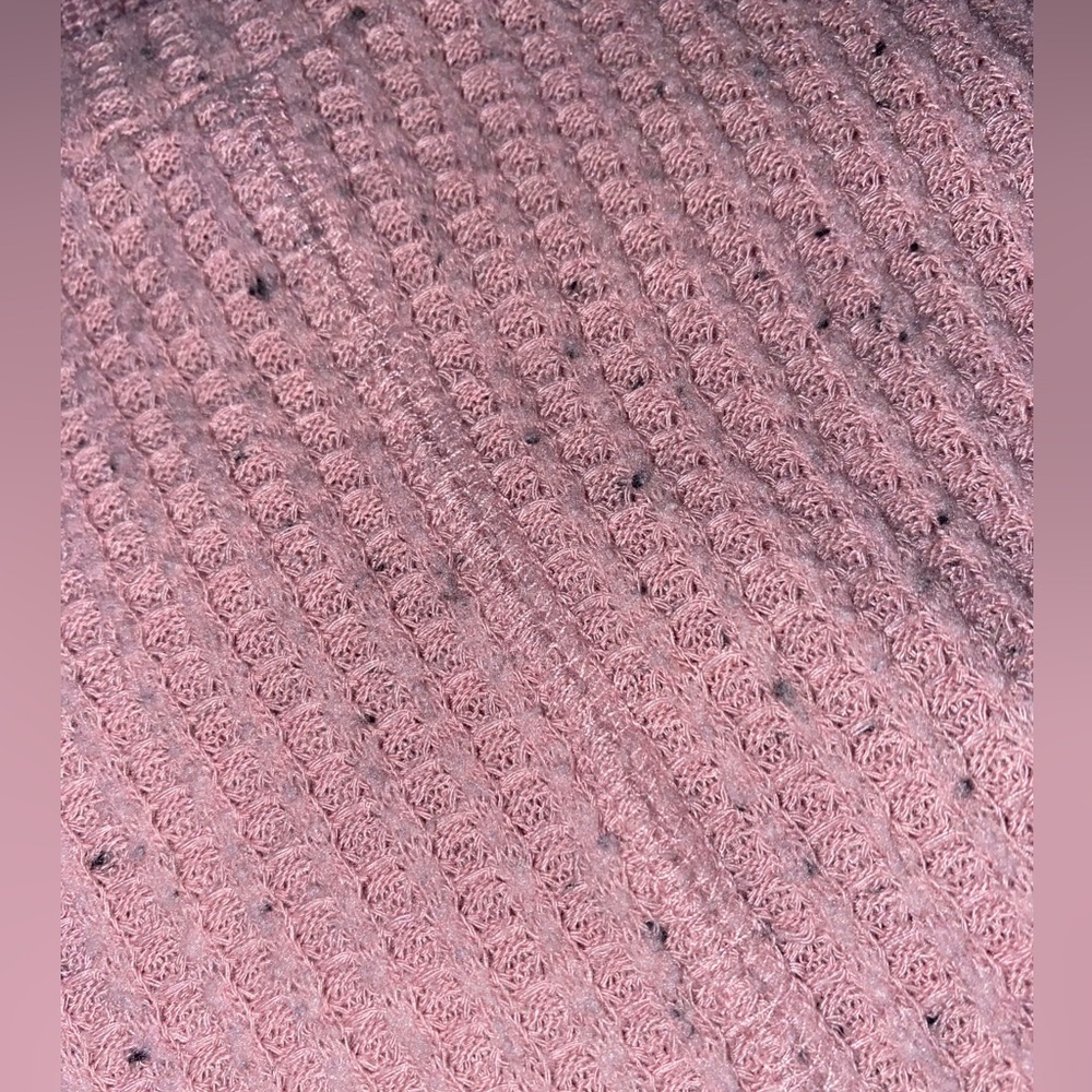 TIME & TRU Oversized Waffle Knit Crewneck Sweater Dusty PNK/Mauve/BLK Size Large - Picture 6 of 6